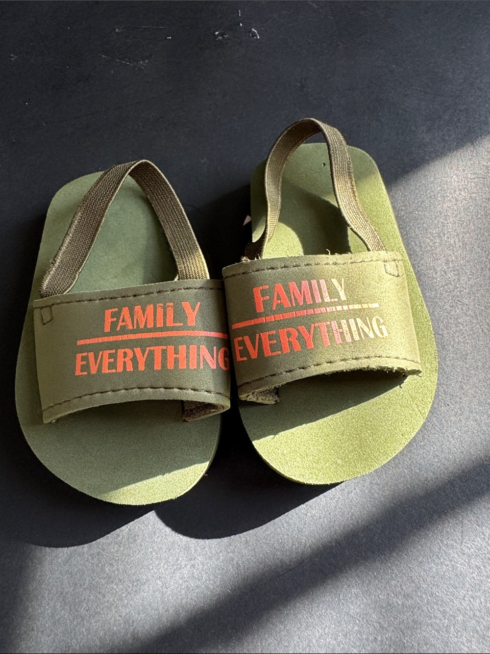 Kids Olive Green Slide Sandals - "Family Everything"